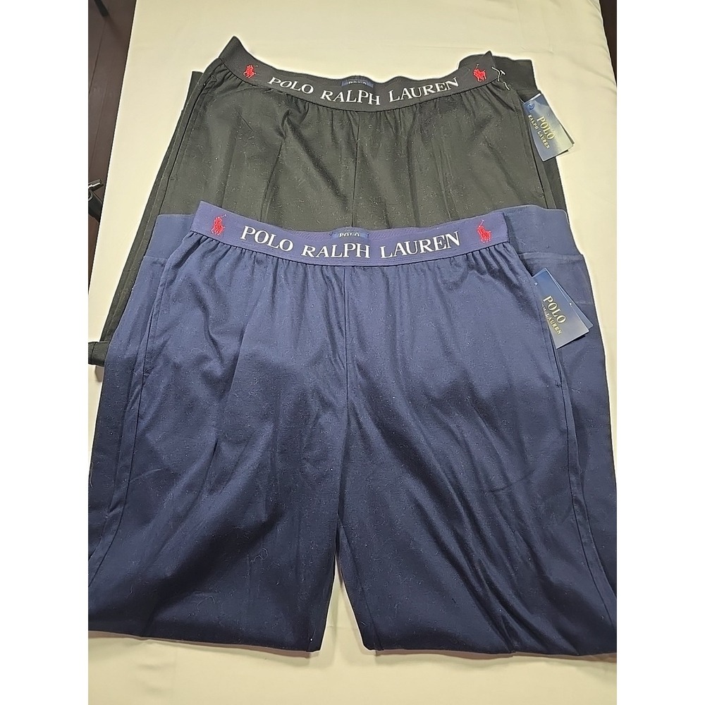 Polo Ralph Lauren Mens Large Lot Of 2 Sleep Lounge Pants Black Blue nwt